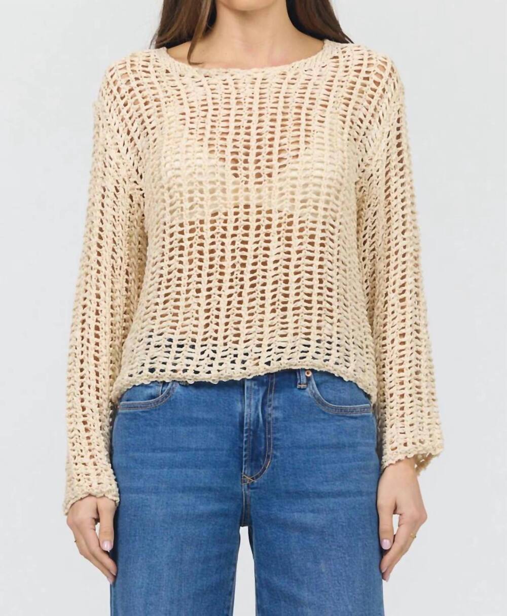 NEW DEAR JOHN DENIM adela open knit sweater in light beige